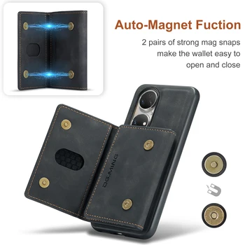 2v1 Luksuzni Flip Denarnice Magnetni Ločljivi Nazaj Primeru PU Usnje Kartico v Režo za Stojalo Telefon Vrečke Kritje Za Huawei P50 Pro / P50  4