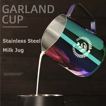 350/600 ml Mleka Paro&Penjenje Vrč iz Nerjavečega Jekla Obsega Mleka Jug Potegnite Cvet Pokal kot Nalašč Za Kavo Cappuccino Latte Art  4