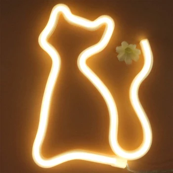 Kitty Cat Neon Znak Luči za Dekleta, Otroci Soba Stenski Dekor USB/Baterije LED Neon Noč lightbar Stranka Dekoracijo Živali Design  5