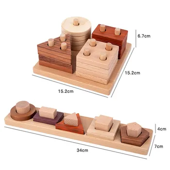 Lesene Montessuo Zanimivo Zgodnje Izobraževanje gradniki Igrače Geometrijo Ujemanje Sklop Objav Stavbe Puzzle Darila za Otroke  5