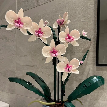 Moc Šopek Orhideja blok cvet Succulents Spraviti Gradnike, ki so PRIMERNI za 10311 Romantičen Komplet montažna Gradnja Igrače dekle darilo  5