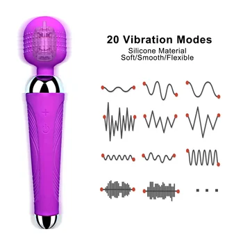 Močan Klitoris Dildo, Vibrator Erotično Sex Igrače za Ženske 20 Vzorci Vibracij Čarobno Palico, G-spot Massager Ženski Masturbator  3