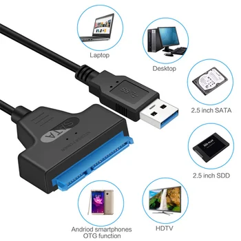NOV USB 3.0 SATA 3 Kabel Sata na USB Adapter do 6 Gbps Podporo 2,5 Cm Zunanje SSD HDD Trdi Disk 22 Pin Sata 3 Kabel  5