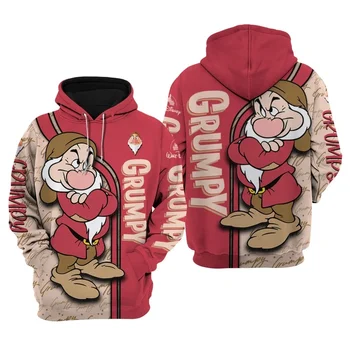 Rdeča Čemeren Škrata, sneguljčica in Sedem Na Palčkov Disney Risanke Fan Darilo Vsem Tiskanja pulover s kapuco Disney Zip Hoodie  5