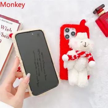 Risanka 3D Božič Doll Primeru Telefon Za Xiaomi 12 11 10 9 Note10 Lite 10T Pro Poco F3 F4 X4 X3 GT 5G Srčkan Plišastih Nosi Mehko Pokrov  5