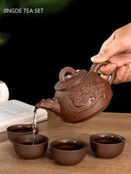 Starinsko Yixing Vijolično Gline Čaj Pot Ročno Zmaj Vzorec Filtra Čajnik Gospodinjski Čaj Nastavite Tradicijo Čaj Slovesnosti Dobave 320ml  5