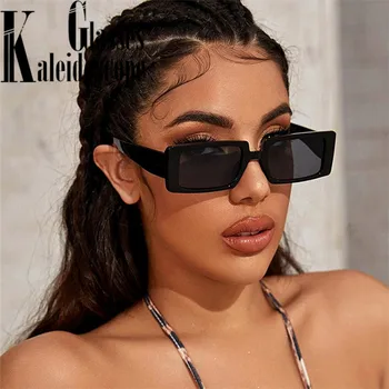 Trendy Pravokotni sončna Očala Ženske blagovne Znamke, Modela Black Debel Okvir Moda 90. letih Kul sončna Očala Odtenki Ženski UV400  5