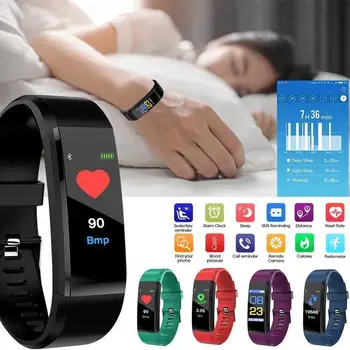 115 PLUS Pametna Zapestnica Bluetooth Manžeta S Srčnega utripa Fitnes Tracker Band Pazi Za IOS Android Telefon  10