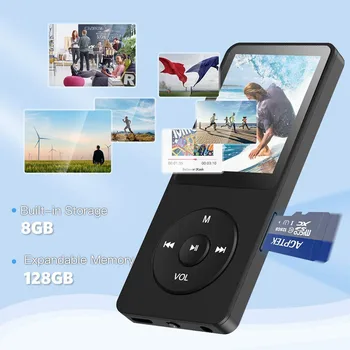 16 G Hi-Fi, Bluetooth, MP3 Predvajalnik Prenosni UKV-Radio Mini Zvočnik z 1,8-Palčni Zaslon Podpira TF Kartice Video E-knjige, Snemanje  10
