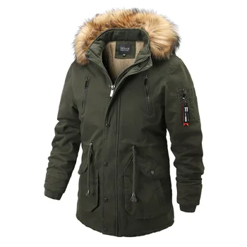 2019 Novo Zimsko Športna moda Dolgo Slog Hooded Bombaž Jopiči, za moške zimsko jakno Debel Klobuk Windproof Moških Parka Žepi Plašč  5