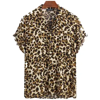2022 Modni Trend 3d Leopard Natisniti Majice Moške Havajske Srajce Svoboden Dihanje Oblačila Ulične Hip Hop  10