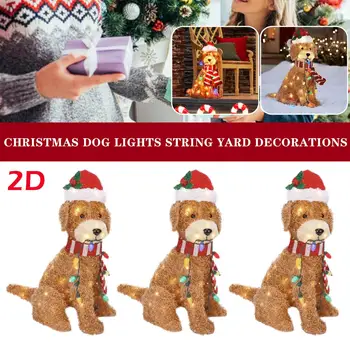2D Ravno Goldendoodle Počitnice, ki Živijo Božič LED sveti Puhasto Doodle Pes Dekor S Svetlobo Niz Prostem Vrt Dekoracijo  5