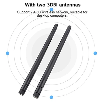 3Dbi Zaprtih Vsesmerni Antena Komplet Z 2X3dbi 2,4 Ghz 5Ghz Dual Band Wifi RP-SMA Antena+2X35cm U. Fl/IPEX Kabel  10