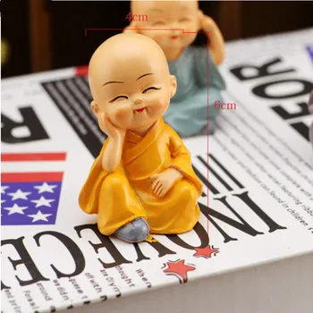 4 kos ustvarjalno, srčkan mini menihi kip, kiparstvo smolo dom dekoracija dodatna oprema Kitajski majhne menih kip Bude  3