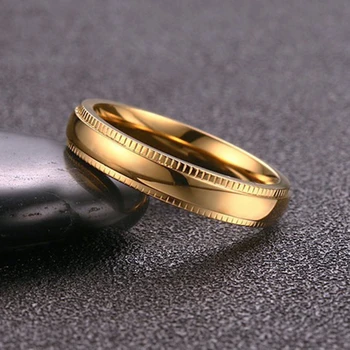 4 mm Zlate Barve Band Obroč za Ženske Kakovostnega Nerjavečega Jekla Poroko Zaročni Prstan  4