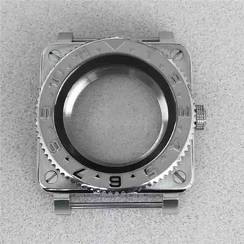 42mm Safirno Steklo Kvadratnih Watch Primeru za NH35 NH36 Gibanje Spremenjen iz Nerjavečega Jekla Black Notranje Sence Zapestne Ure Dela  5