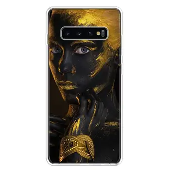 Afriške Umetnosti Črna in Zlata Ženska Olje Primeru Telefon Za Samsung Galaxy S10 S20 S21 FE S22 Ultra S10E S8 S9 Plus S7 Rob S6 + Coque  4