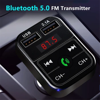 Avto Bluetooth 5.0 FM Oddajnik Brezžični Prostoročni Avdio Sprejemnik Samodejno MP3 Predvajalnik 2.1 Dvojno USB Hitro Polnilnik Avto Dodatki  10