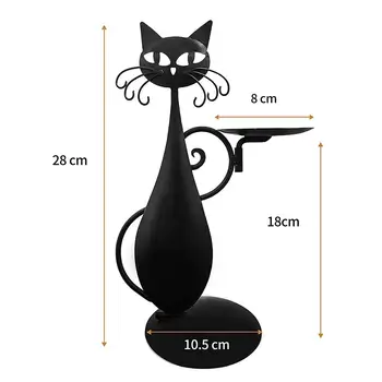 Black Cat Sveča Imetnik Živali Letnik Steber Sveče Stojala Za Ustvarjalno Dekorativni Svečnik Držalo Za Dom Dekor Rojstni Dan  10