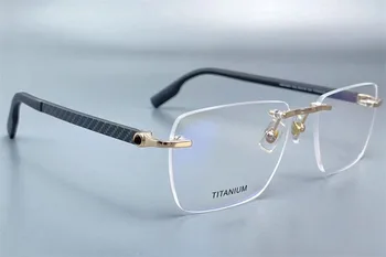Blagovne znamke Letnik Kvadratnih Titana Velik Obraz Ultralahkih Optični Eyeglass Okvirji Recept za Očala moških Poslovnih Očal Okvir MB0185  5