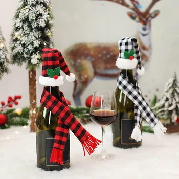 Božič Vina, Steklenico Kritje Stroj Kariran Šampanjec Vrečka za Steklenice za Večkratno uporabo Mehka Zaščitna Vreča za Vina Praznično Dekoracijo Mize  5