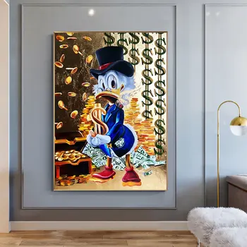 Disney Donald Duck Milijonar Risanka Plakat In Tiskanje Grafiti Umetnost Anime Platno Stensko Slikarstvo Umetnost Dnevna Soba Dekoracijo Doma  5