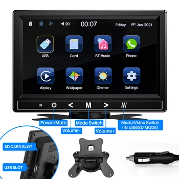 ESSGOO Prenosni Avto Carplay Monitor Tablet 7 palčni Zaslon Wince Sistem Bluetooth Avto Video MP5 Igralci Ogledalo Povezavo Tovornjak  5