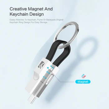 FLOVEME 3 v 1 Prenosni Mini Keychain USB Kabel Micro USB Tip C Za iPhone 12 11 Pro XR 8 Hitro Polnilnik Podatkovni Kabel za Polnjenje, Sinhronizacijo  10