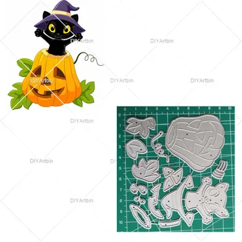 Halloween Mačka Šablono Za Rezanje Umre Za Ročno Izdelane Voščilnice Foto Album Bučna Reliefi Die Papir, Kartice, Zaradi Česar  10