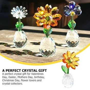H&D Kristalno Sončnično Figur Stekla Cvet Zbirateljske Ornament Obtežilnik Za Papir Doma Dekoracijo Spominek Božično Darilo Za Rojstni Dan  3