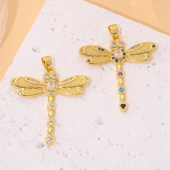 Juya DIY 18K Pravi pozlačeni Cirkonij Christian Saint Mary Križ Angel Dragonfly čarobne gumbe Za Božični Okraski, Nakit, Izdelava  5