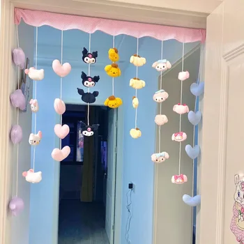 Kawaii Hello Kitty Vrata, Zavese, Ljubezen Srce Niz Zaveso Okna, Vrata, Predelne Prosojna Zavesa Zaslona Začetni Dnevni Sobi  4