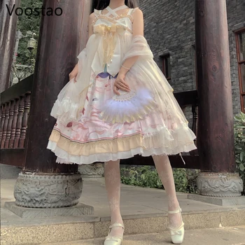Kitajski Slog Sweet Lolita Jsk Obleko Cosplay Ženske Letnik Eleganten Čipke Ruffles Lok Stranke Obleke Girly Chic Til Hanfu Obleko  10
