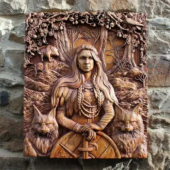 Les Odin Ravens Viking Mitologije Ikono Skulpture Steno Norse Lesa Poganskih Bogov Carving Steni Visi Dekor Za Dom In Kuhinjo  5