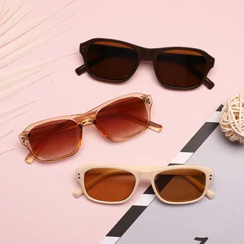 LNFCXI Novo Vintage Kvadratnih sončna Očala za Ženske, Moške, Bež Okvir Modne blagovne Znamke Oblikovalec Retro Pravokotnik Očala Oculos De Sol  5