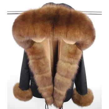 MaoMaoKong zimsko jakno parka naravne lisica krzno ovratnik pravi krzno plašč fux krzno oblog ženske womens plašč zimski modni 2020  4