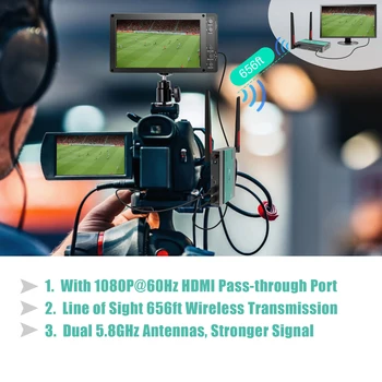 Mirabox Brezžični HDMI Oddajnik in Sprejemnik za TV/Camera,5.8 GHz 200m 1080P Brezžični HDMI Podaljšek, Komplet z IR Daljinski upravljalnik  10