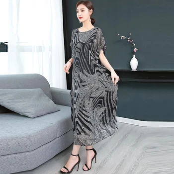 Modni Visoke Kakovosti Nove Poletne Ženske Obleke Pravi Svile Natisnjeni Retro Obleko Kitajski Svoboden Slog Priložnostne  10