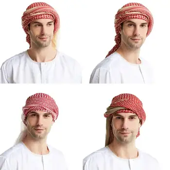Moški Arabski Dihanje Headscarf Turban Ruta Mehko Muslimanska Oblačila Hidžab Glavo, Šal Klasika Arafat Headwrap Pokrivala  10