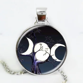 NAJNOVEJŠI Triple Moon Boginja obesek Wiccan nakit Luna Boginja čarovnica ogrlice steklena kupola choker ogrlica luna nakit  10
