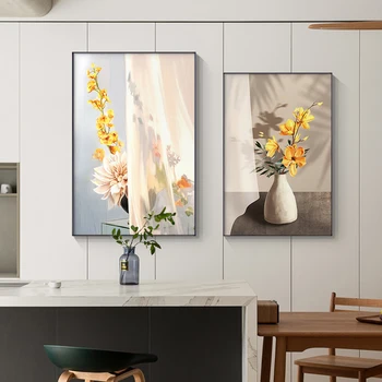 Nordijska Minimalističen Cvetje Platno Slikarstvo za dnevno Sobo, Spalnica Slike in Tiskanje Sodobne Vaza Wall Art Doma Dekoracijo Plakat  10