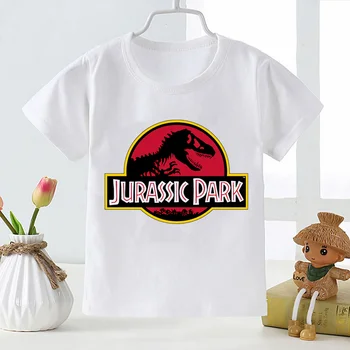 Novi T-majice Za Fantje Dekleta Jurassic Park, Tshirts Otroci Oblačila Dinozaver Živali Tiskanja Modela baby T Srajce Beli Vrhovi na debelo  5