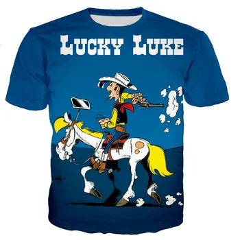Novo Lucky Luke T-Majice Anime Risanke 3D Tiskanja Ulične Moški Ženske Modni Prevelik T Shirt Harajuku Otroci Fantje Dekleta Tees Vrhovi  10