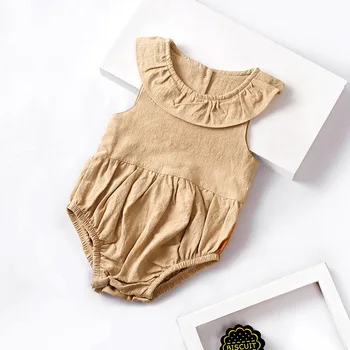Poletje Baby Dekle Bodysuits Moda Trdnih Za Malčke Dekliška Oblačila Bodysuits Bombaž Perilo Brez Rokavov Novorojenčka Oblačila 3-18 Mesecev  5