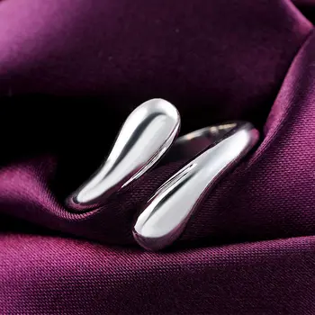 Posrebrenih obroči modni nakit Brezplačna dostava solze v obliki wemen lady poroko odprt obroč spusti poroko R012  10
