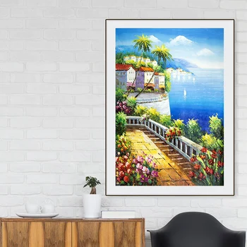 Povzetek Sredozemsko Morje Vrt Platno, Slike, Krajine, Plakatov In Fotografij Wall Art Slik, ki živijo doma dekoracijo  5