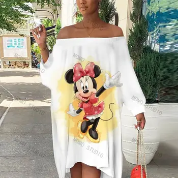 Poševnica Vratu Stranke Obleke Boho Elegantne Ženske Brez Naramnic Seksi Obleko Mickey Plaži Disney Y2k Oblačila Minnie Mouse Večer Maturantskega Ženska  5