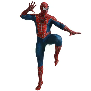 Spiderman tobeyjem maguireom Kostum Rdeče Raimi Cosplay Superheroj Jumpsuit Halloween Kostum Pustni Party Spandex za Odrasli/Otroci  5