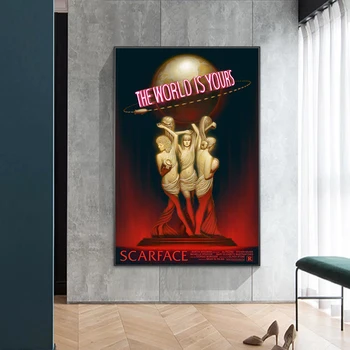 Svet Je Tvoj Scarface Retro Trippy PSIHEDELIČNI Slikarstvo, Plakati, Tiskanje na Platno Stenskih slikah, za dnevno Sobo Cuadros  5