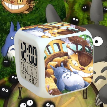 Totoro Budilka Igrače LED Dotik Multi-funkcijo Risanka Budilka Sedem Barve Noč Watch Ura Led Ventilatorji Otroci Otrok Darilo  10